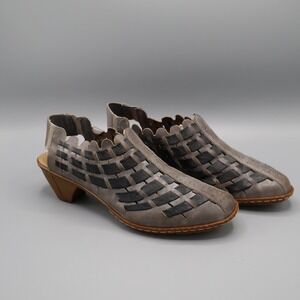 Rieker Woven Slingback Clogs Womens 7.5 Gray Casual